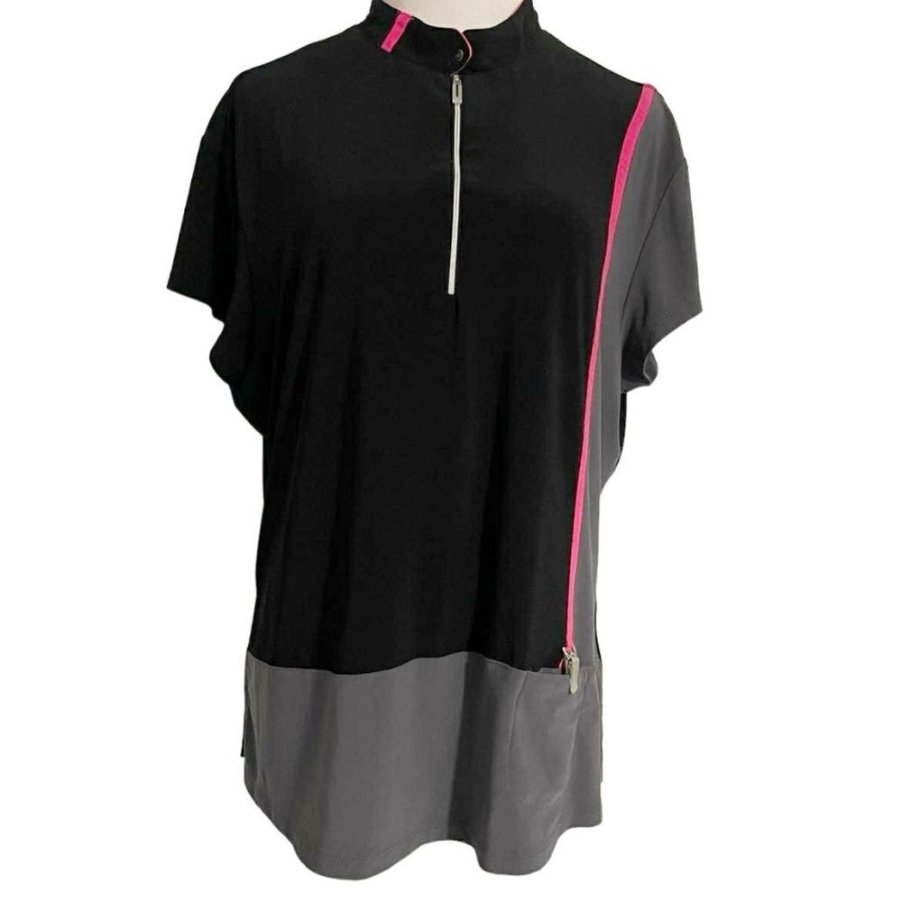 Jamie Sadock Black and Gray Top with Pink Accent